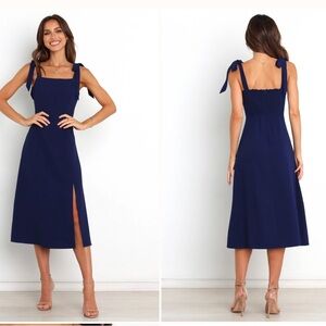 Petal & Pup Navy Square-Neck Midi Dress - Laurel Dress
